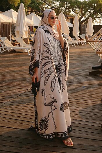 carell Η προτίμηση της Feyza Hakyemez Noir Flush Kaftan Cream
