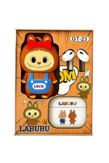 Toybox Labubu Wireless Earbuds With Cute Cartoon Toy - Brown
