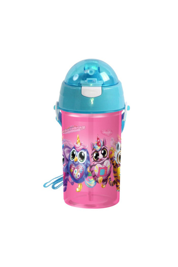 Rainbocorns Pop Up Canteen Sipper Water Bottle with Detachable Strap for Kids 500ml