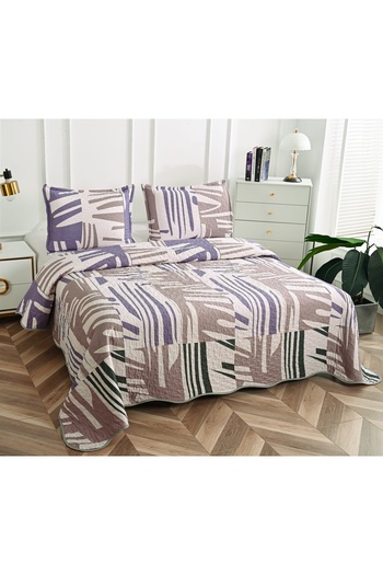 CHIRASO Microfiber Quilted Duvet Set, 2-Sided, 3-Piece, Duvet Cover 220x240cm, 2 Pillowcases