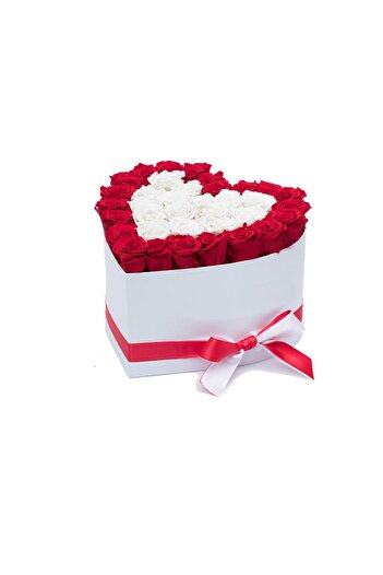 OEM Heart arrangement with red and white soap roses, Gold Lux