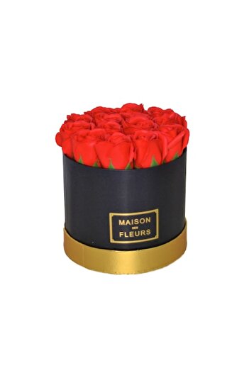 FY FashionForYou Floral Arrangement with Scented Soap Roses, Red, in Black Luxury Box