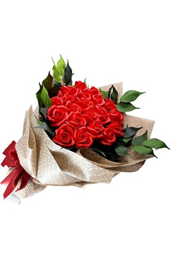 Buchet cu dor Arrangement bouquet with 21 red roses made of soap
