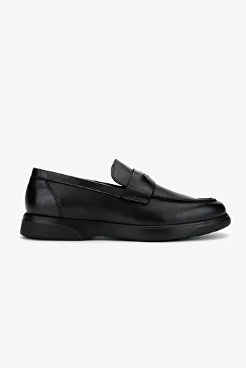 Valmenti Men's Genuine Leather Black Leather Loafer Shoes