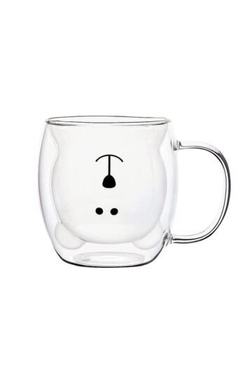 NOTWAIT Glass Cup, NOTWAIT, Bear, Double Wall, 280ml, Transparent