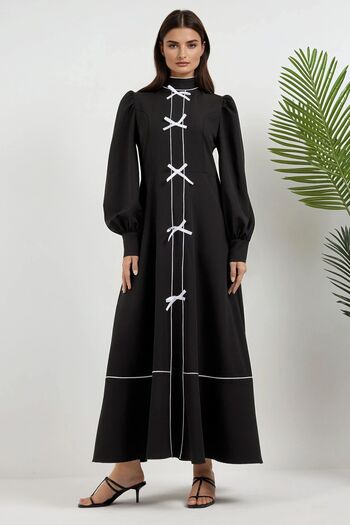Hiccup Half Turtleneck Color Block Long Dress