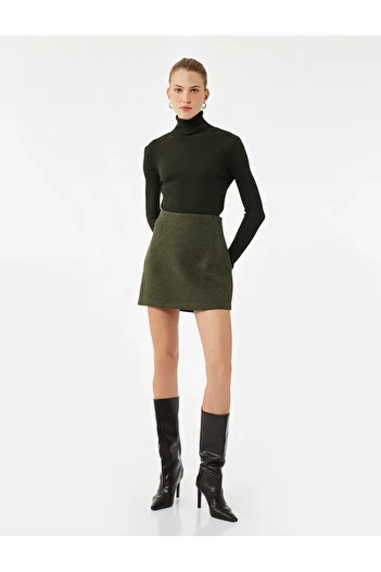 Koton Standard Waist A-Line Mini Tweed Skirt