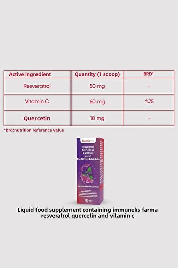 Imuneks Farma İmuneks Farma Liquid Supplement Food with Resveratrol Quercetin and Vitamin C 150 ml X 2 Pcs