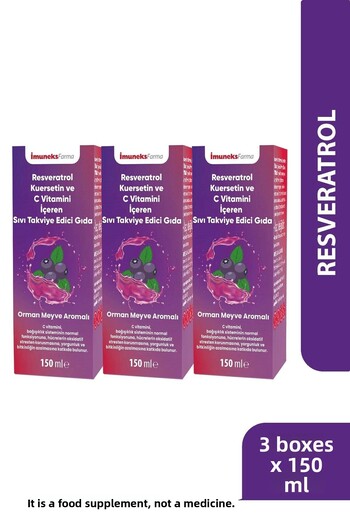Imuneks Farma Liquid Supplement Food with Resveratrol Quercetin and Vitamin C 150 ml X 3 Pcs