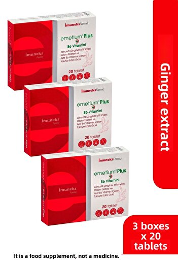 Imuneks Farma Imemetium ®   Plus Food Supplement with Ginger Rhizome Extract and Active Vitamin B6 X 3 Pcs