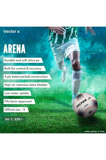 Vector X Arena Football | White/blue | Size 5 | Pu | Professional Soccer Ball | Latex Bladder