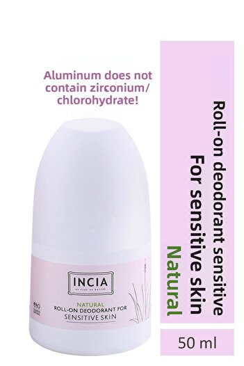 Incia %100 Doğal Roll On Deodorant Hassas Ciltler İçin Ter Kokusu Önleyici Lekesiz 50 ml