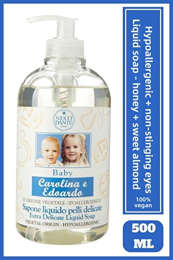 Nesti Dante Baby Carolina E Edoardo Liquid Soap 500ml L Hypoallergenic, Non-Tearing L Honey and Sweet Ba