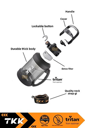 Vagonlife Tkk 2000ml - Mega Size New Collection Hanging Tritan Water Bottle Use Without Straw