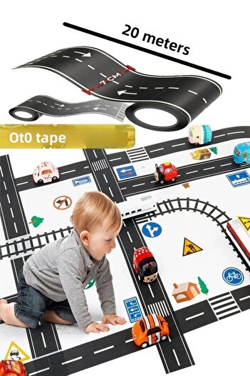Bundera 20 Meters Autobant Road Tape - Educational and Fun Road Construction Tape Game Tape