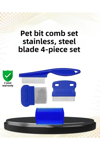 ZERO LAND Hn-Shop 4-Piece Pet Grooming Comb Set – Stainless Steel Teeth, Ergonomic Handle