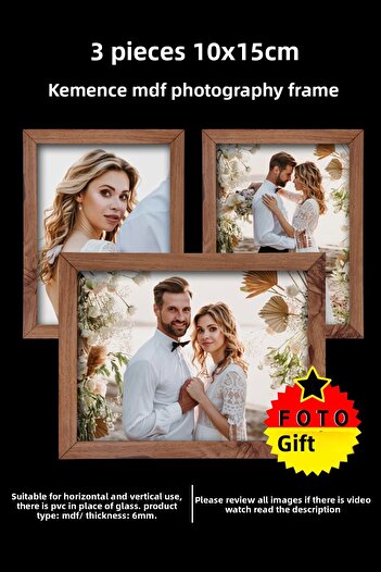 yhfoto 3 Pieces 10X15 Frame - Kemenche Frame - Mini Mdf Frame - Photo Frame Set