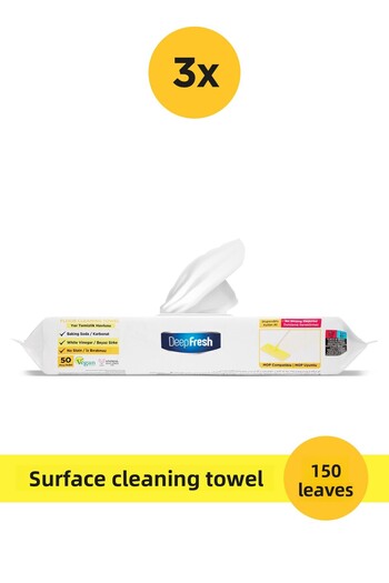 Deep Fresh Non-Marking Mop Compatible Floor Cleaning Towel 50 Sheets 3 Pieces |   Lemon Oil |