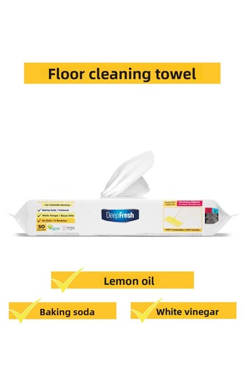 Deep Fresh Non-Marking Mop Compatible Floor Cleaning Towel 50 Sheets |   Lemon Oil |