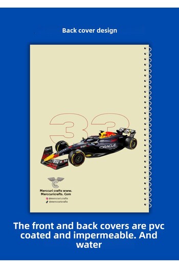 merccuri crafts Max Verstappen A4 Spiral School Notebook 50 Sheets Set of 2 - Lined/Check Pvc Coating Waterproof