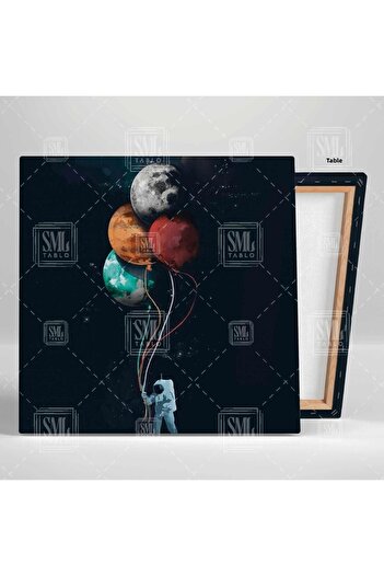 SML TABLO Astronaut care ține planetele în mâna cu șir Balon Planete Pictură pătrată pe pânză