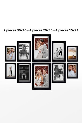 yhfoto Black Multiple Frame - Wooden MDF PVC Photo Frame - 2 Pieces 30x40 - 4 Pieces 20x30 - 4 Pieces 15x21