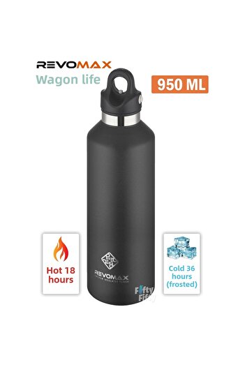 Revomax Stainless Steel Vacuum Flask Black 950 ml