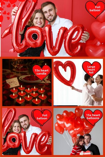 Baloncu Nene Red Heart Balloon Heart Candle Love Big Heart Foil Balloon Marriage Proposal Marriage Anniversary Ornament