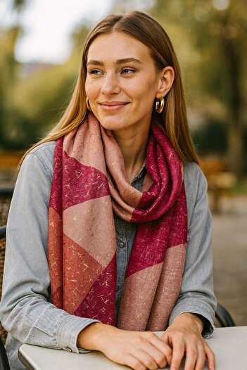 Axesoire 15090 Ethnic Patterned Gilded Purple Shawl