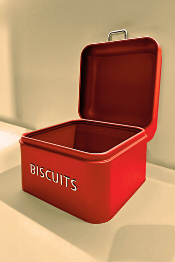 Sarkap Home Biscuits Galvaniz Metal Saklama Kutusu - Kırmızı