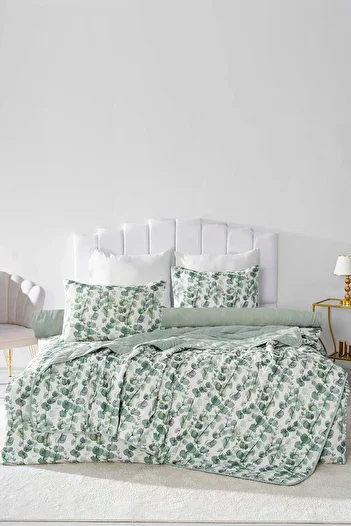 Rivaİstanbul Eucalyptus Double Duvet Cover Pique Set - 7 Piece Dowry Set