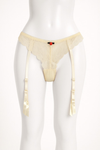 Lemila Garter belt with thong panties, Ivory