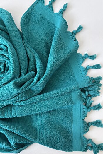 Sevim 100% Cotton Towel Peshtemal 90X170Cm - Beach & Pool Towel - Cyan