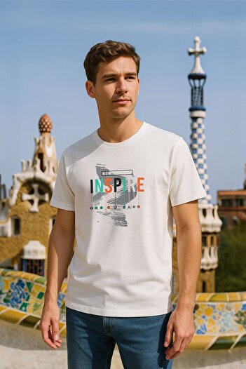 MARKAPIA Men's 100% Cotton Crew Neck Text Printed T-Shirt