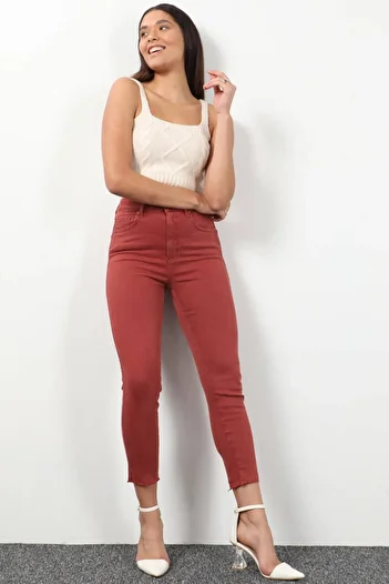 Bluewhite Women's High Waist Ripped Jeans Trousers Tile