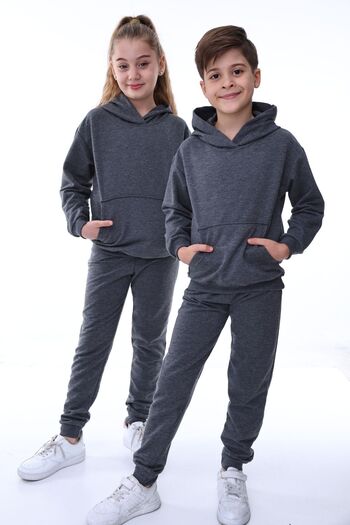 ZUZUNGA Basic Hooded 2 Thread Raster Kangaroo Pocket Παιδική φόρμα 3-10 ετών Χακί