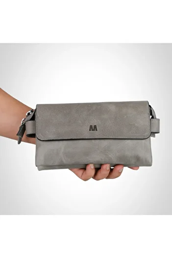 MFT Leather Design Unisex Leather Bag - Boliva Genuine, Gray (9874)