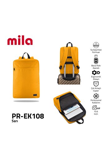 Mila Classone Pr-Ek108 15.6" Mila Laptop Backpack, Lenovo, Hp, Asus, Monster, Macbook, Mac Air Compatible - Yellow