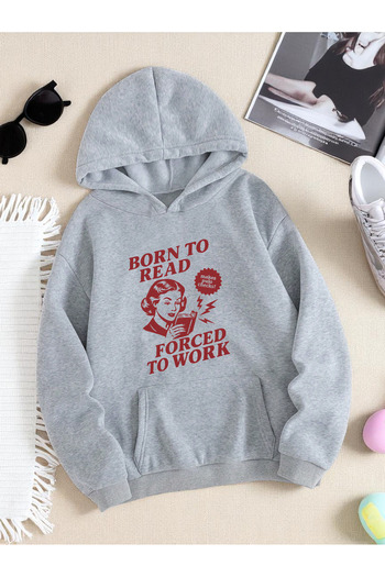 uyguntarz Unisex Born to Read Printed Oversize Sweatshirt