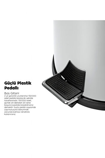 MultiStore Krom 5 Litre Pedallı Çöp Kovası Ev Ofis Banyo Mutfak