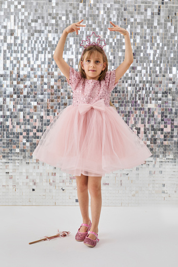 Le Mabelle Powder Beaded Sequin Girl's Dress - Gloria