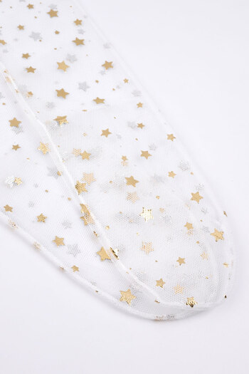 Le Mabelle White Tulle Socks for Girls - Little Star Detailed