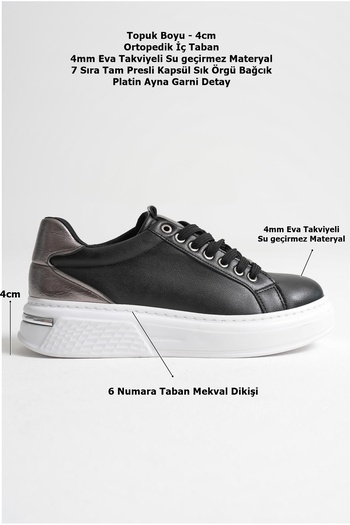 EMOYRA Platinum detailed black women's sports shoes