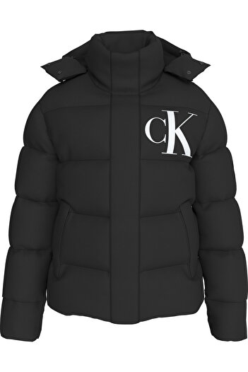 Calvin Klein Men's Logo Detachable Hooded down Jacket - Practical and Stylish Design