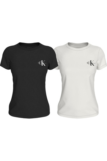 Calvin Klein Women's Brand Logo Organic Cotton Blue T-Shirt Suitable for Daily Use J20J219734 0K6
