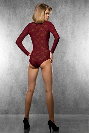 Doreanse Women's Modal Lace Detailed Long Collar Long Sleeve Body 12444