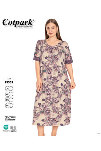 Cotpark Women's Plus Size Viscose Elastane Fabric Nightdress 13563