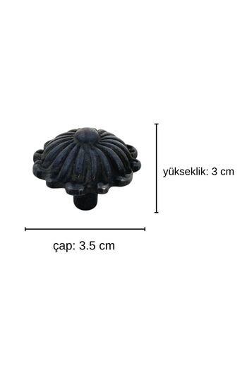 Seha Bronz Mâner cu buton din alamă turnată, culoare neagră oxidată, cu diametrul de 3,5 cm