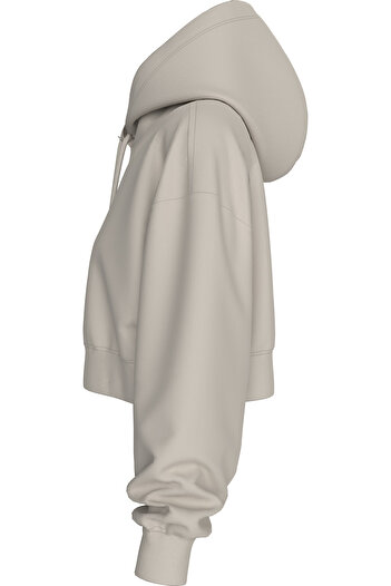 Calvin Klein Kadın Woven Label Hoodie Sweatshirt - Konforlu Ve Şık Tasarım