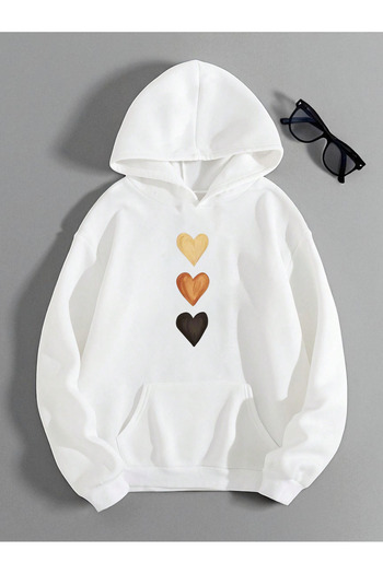 uyguntarz Unisex Row Heart Printed Oversize Sweatshirt